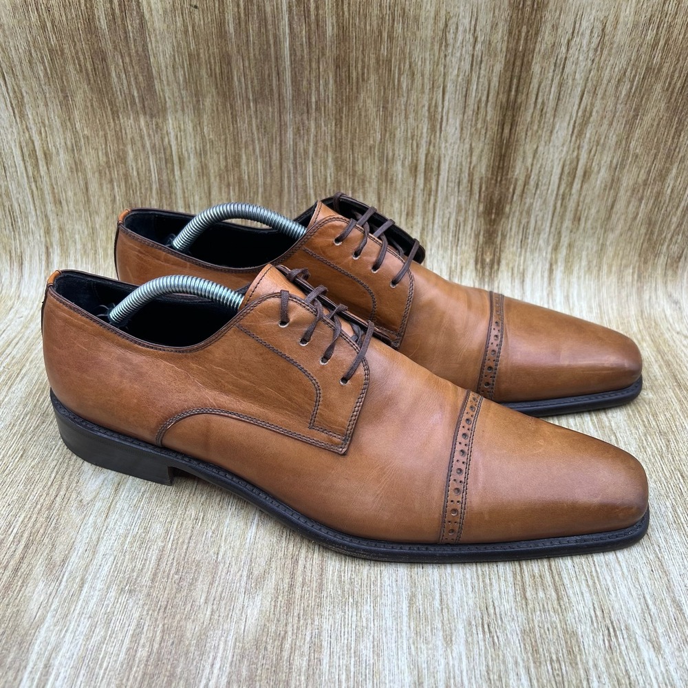 To Boot New York Derby Shoes Men's Size 10.5 Tan Leather Cap Toe Made in Italy